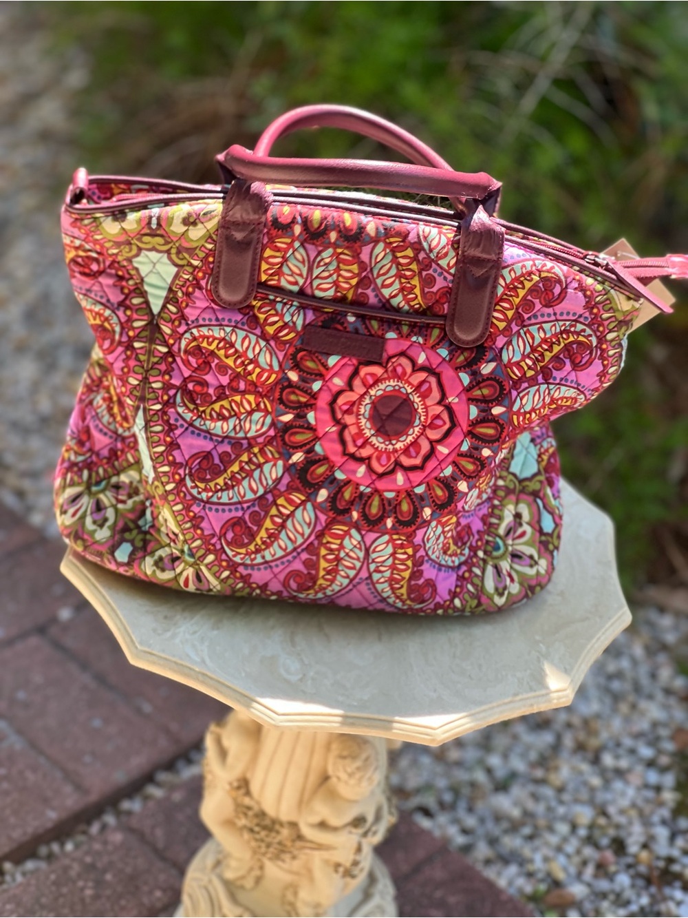 Vera Bradley Pink Floral Medallion Quilted Tote